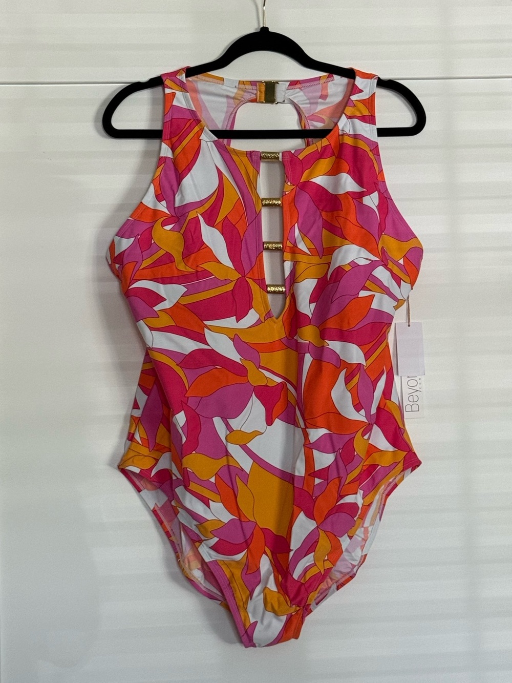 NWT Beyond Control Size 16 High Neck Tummy Control One-Piece Swimsuit